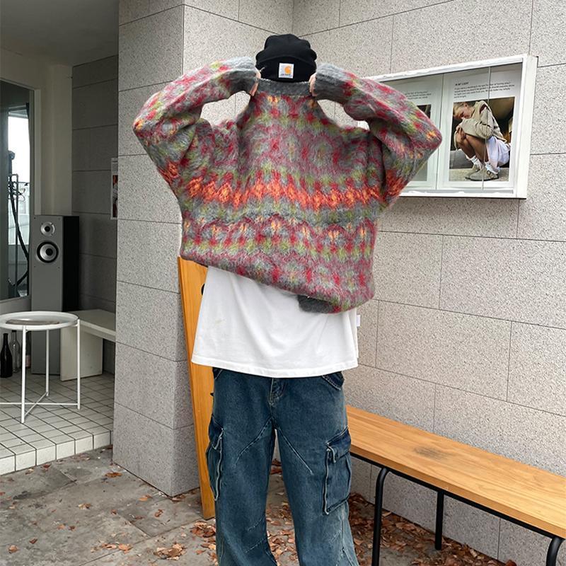 高级感毛衣男冬季套头半高领内搭保暖休闲针织上衣情侣装慵懒风
