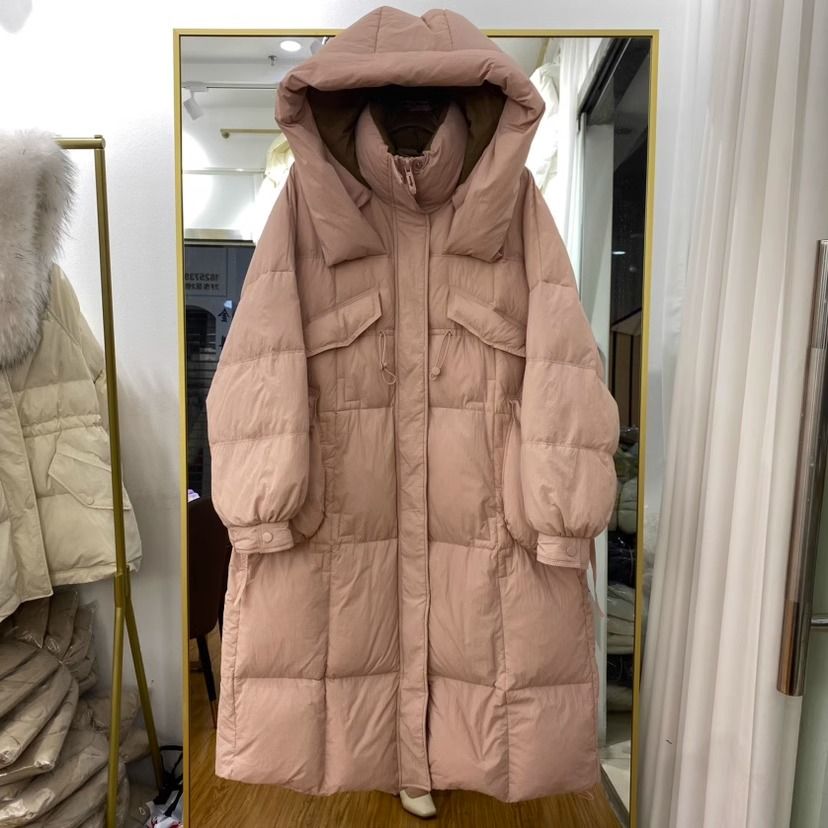 羽绒棉服羽绒服2023冬季新款女中长款连帽韩版大口袋宽松加厚保暖