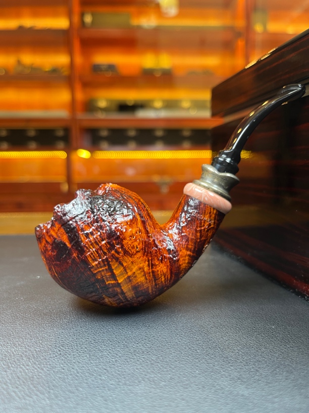 丹麦吉普森典藏银圈3手工石楠木烟具（内径21斗深40）