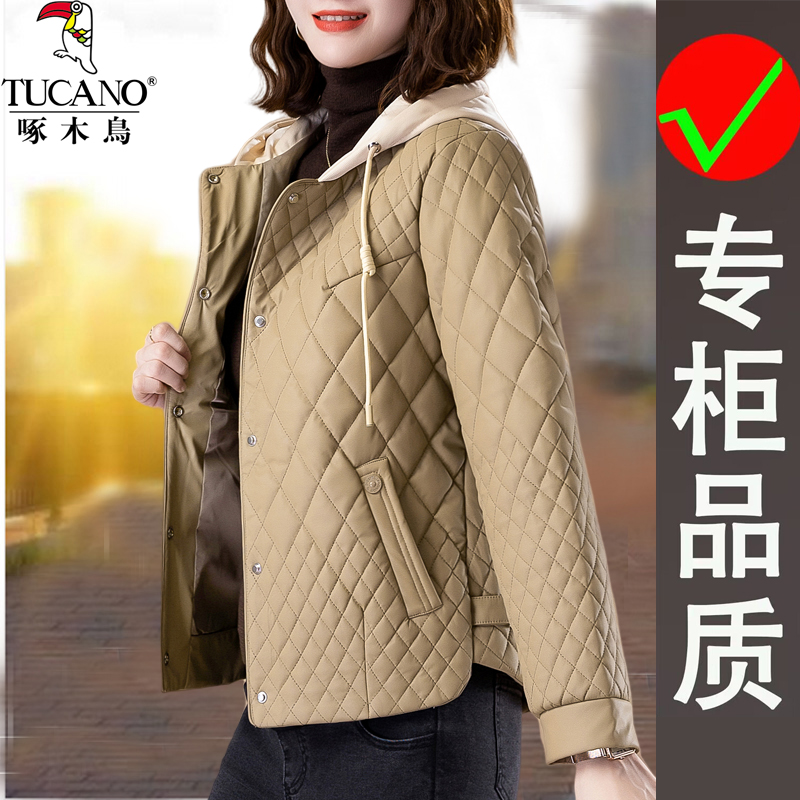 时尚中老年休闲连帽棉服2023年新款棉衣外套女加厚保暖防风棉袄