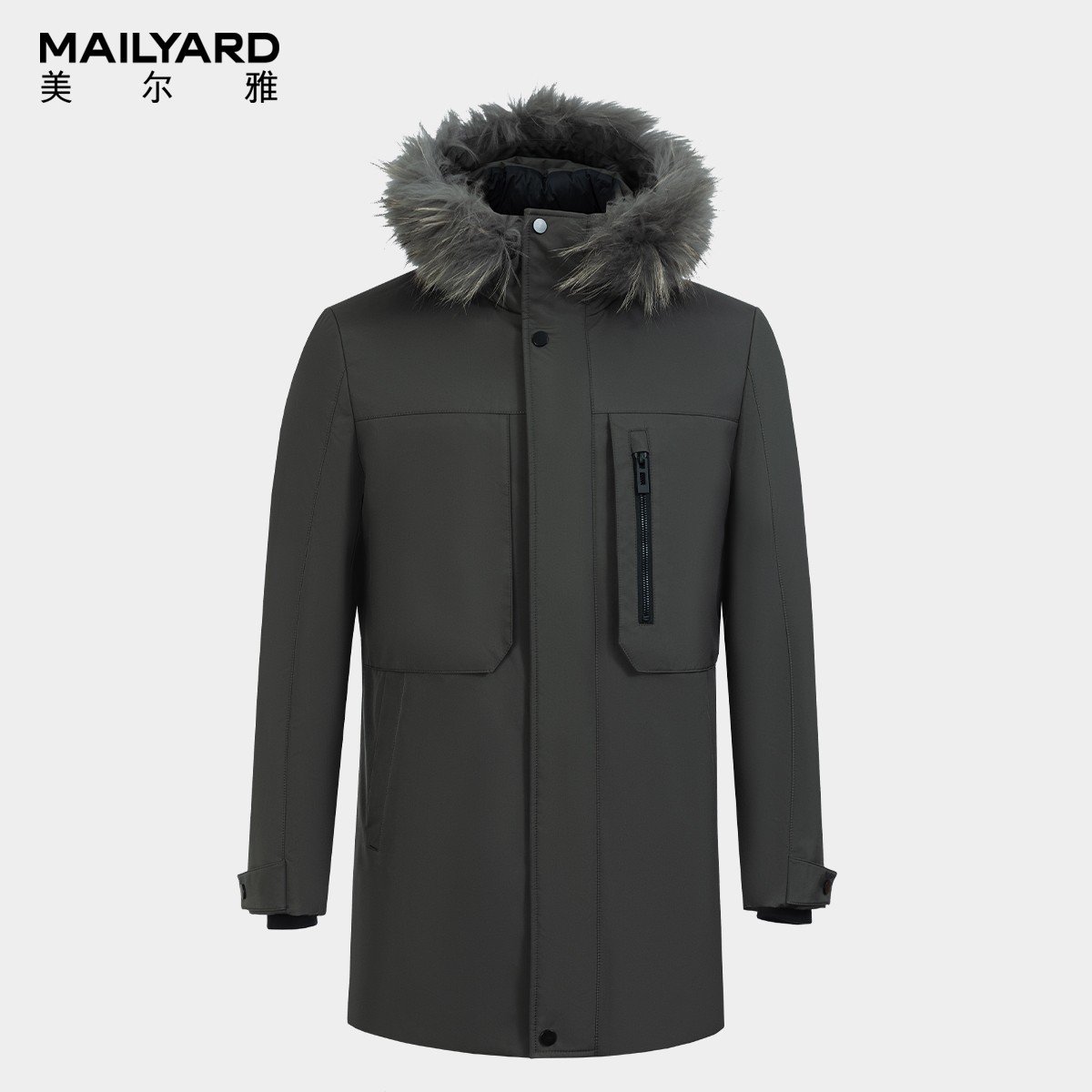 MAILYARD/美尔雅毛皮棉袄上衣 男士冬季可拆兔毛内胆鹅绒棉服 145