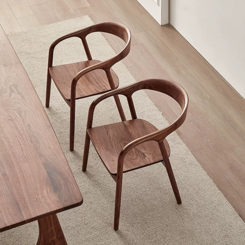 北美黑胡桃木餐椅北欧实木圈椅新中式书房办公椅子家用书椅休闲椅