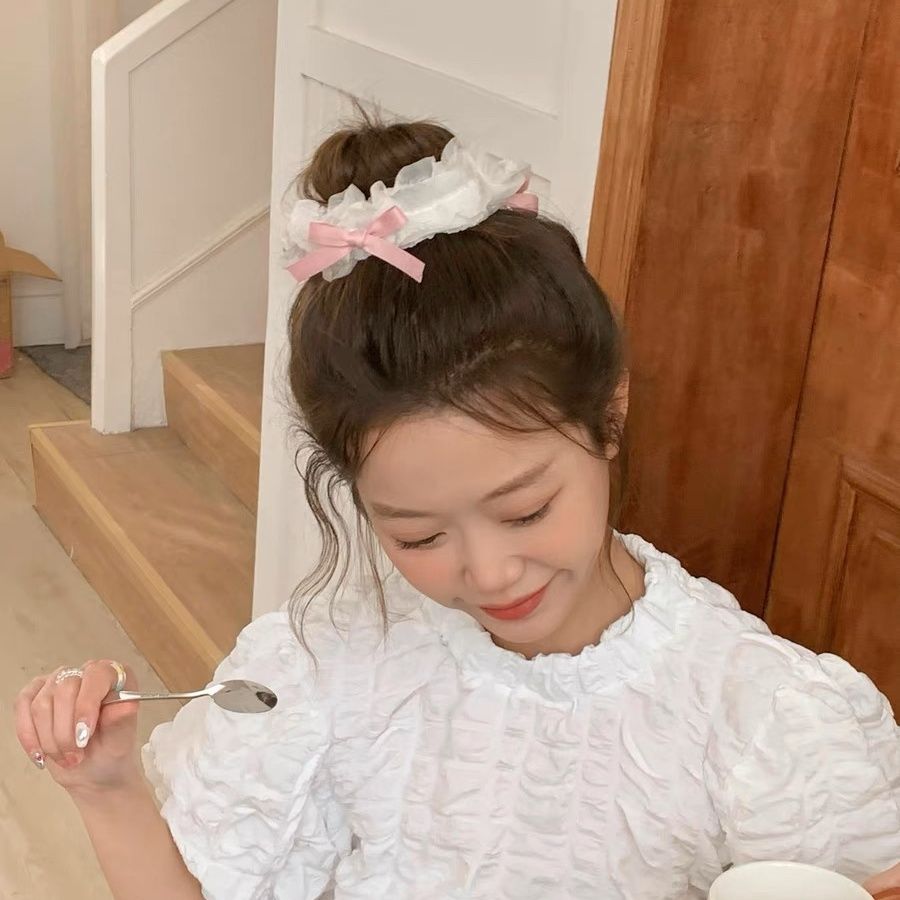 奶油甜心~芭蕾风丝带蝴蝶结大肠发圈森系仙美感少女
