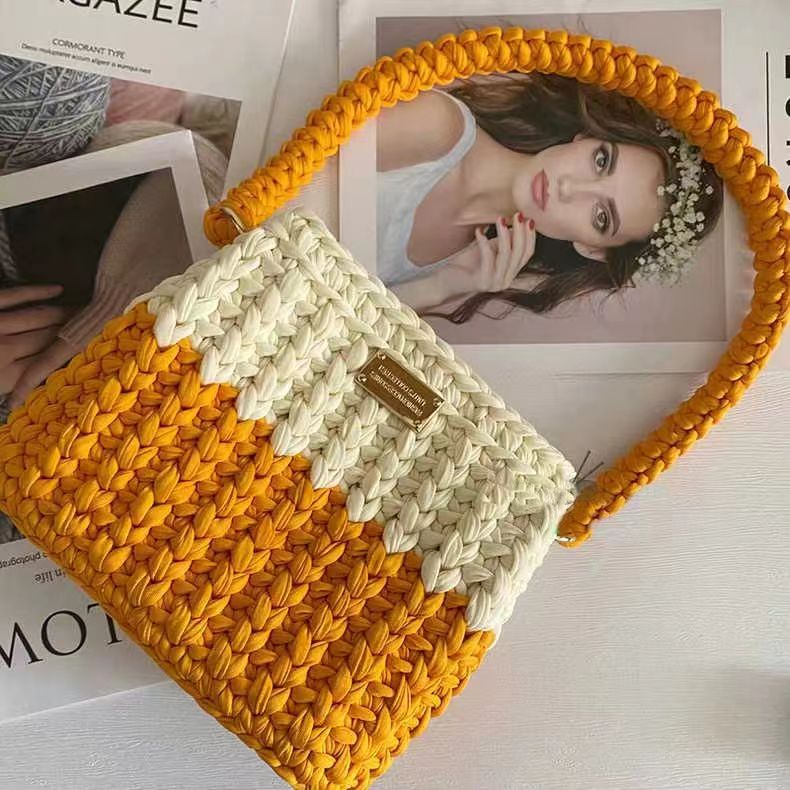 （非成品）布条线手工编织小香风斜挎包diy手提包手编材料包