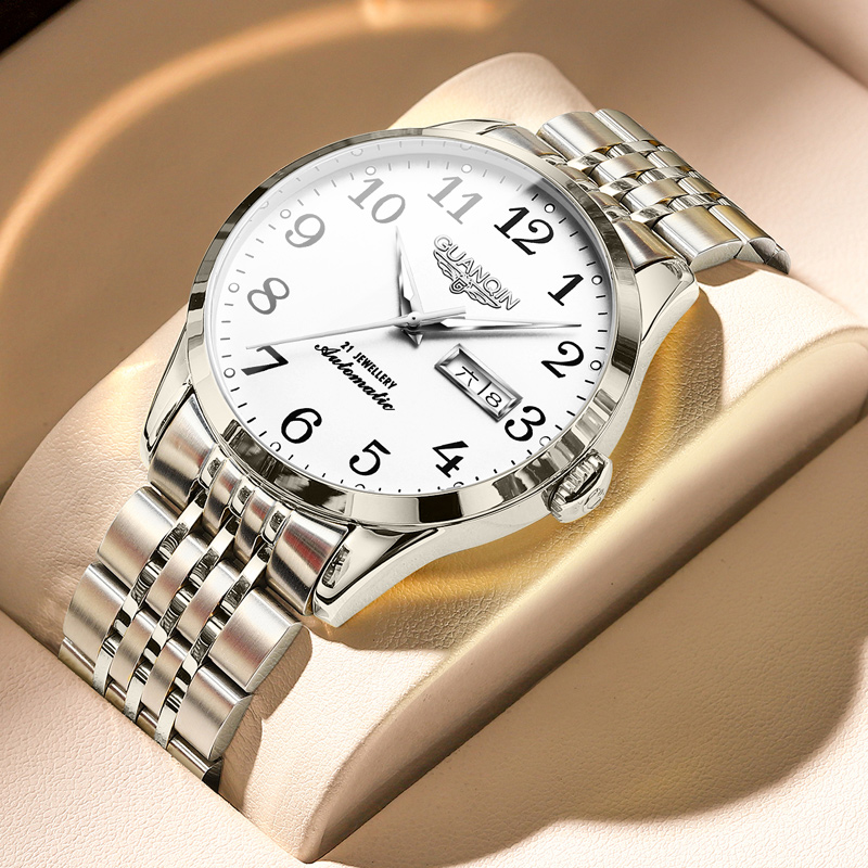 【旗舰店】明星代言冠琴手表男士机械表全自动商务休闲双日历男表