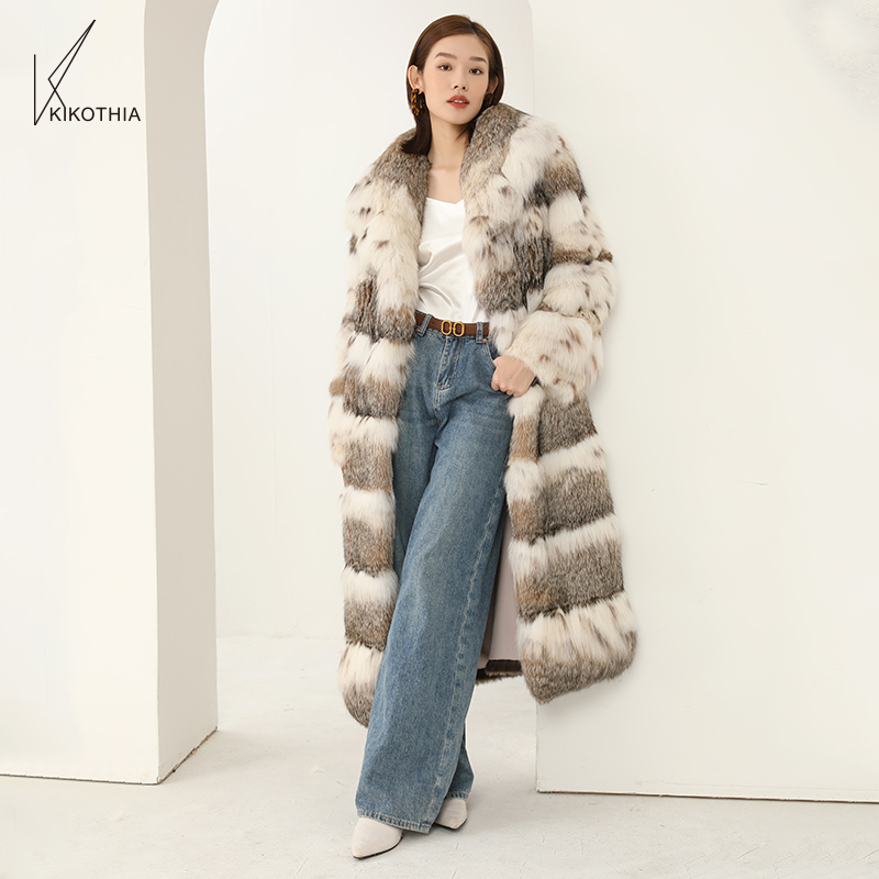 KIKOTHIA咔姐女装 雪中贵族/高奢天然斑点加厚加长外套