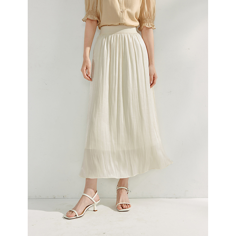 【茵曼服装】茵曼流光松紧腰款遮胯显瘦裙子W18425093