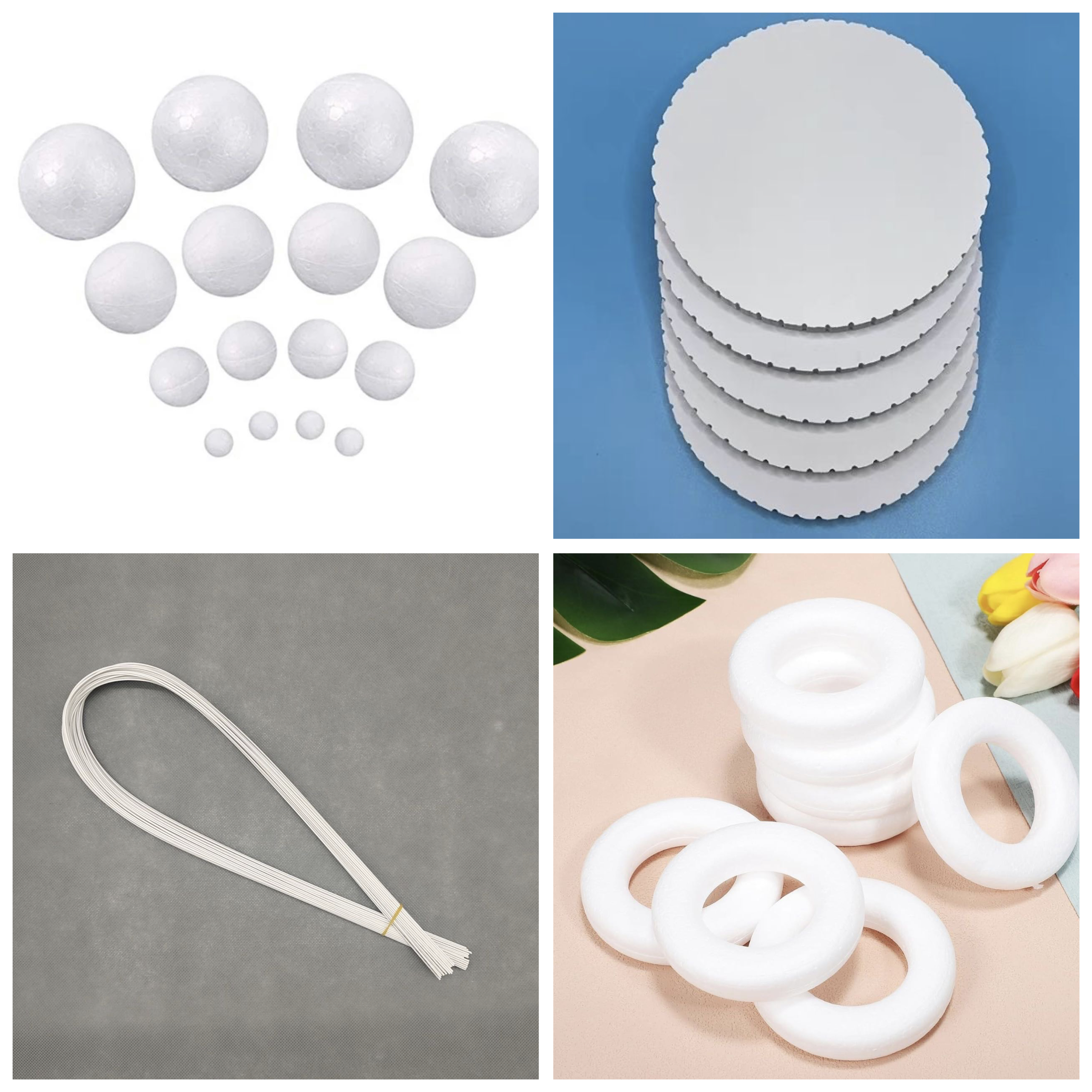 凌先生 18号花杆做弹簧摇摇乐套装 雪弗板泡沫圈泡沫球18号花杆