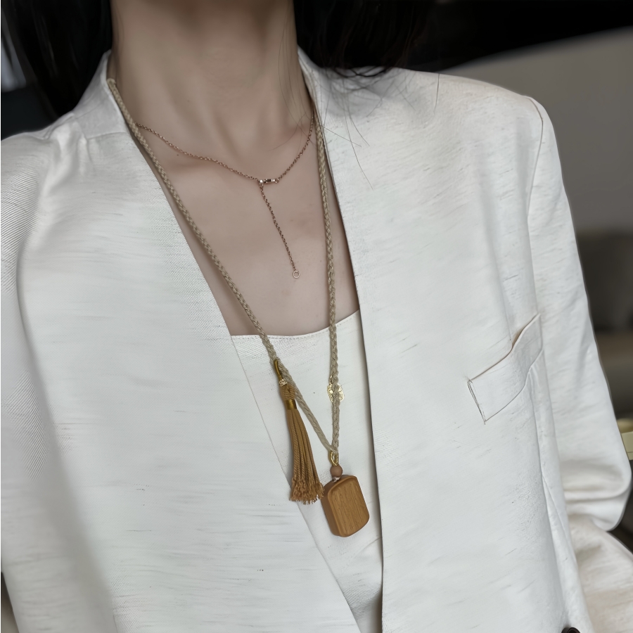 非金属木质吊坠 檀香五条经方牌子项链绳子款木牌百搭佛性女士