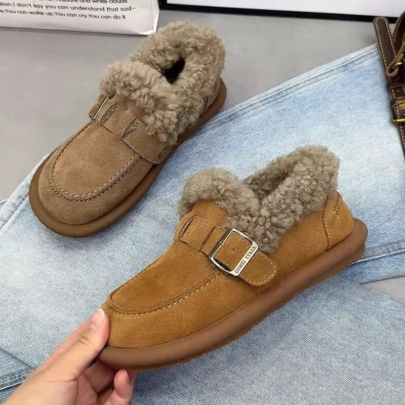 断码意尓康一脚蹬羊羔毛毛鞋外穿勃肯鞋女冬季加绒2023新款冬季