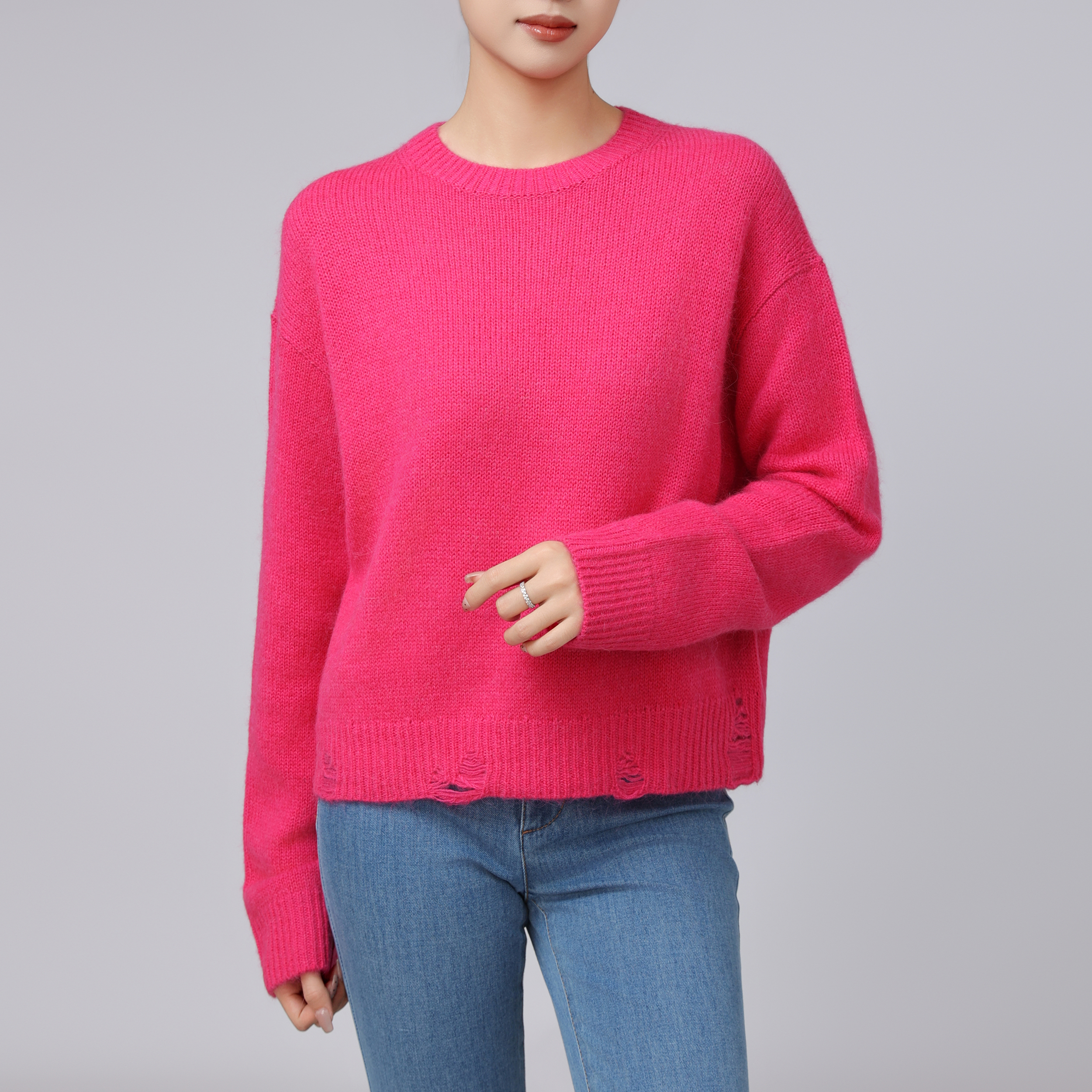 AMASS/阿玛施 秋冬新款长袖毛衣时尚圆领宽松简约针织衫5399761