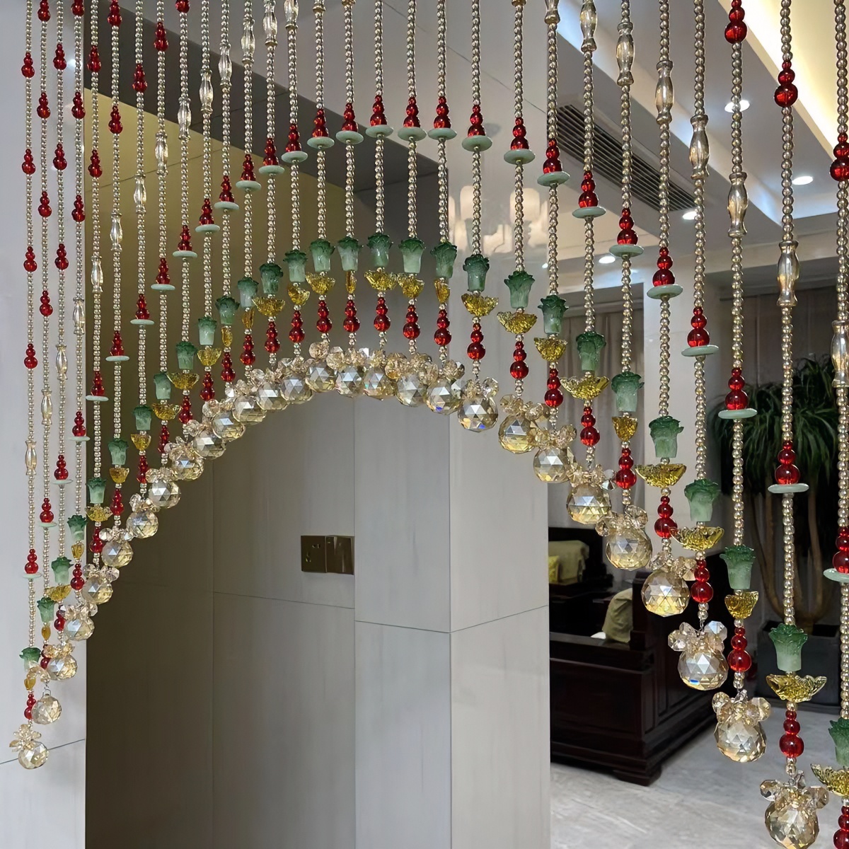 水晶珠帘门帘隔断网红新款金玉满堂门对门必选款