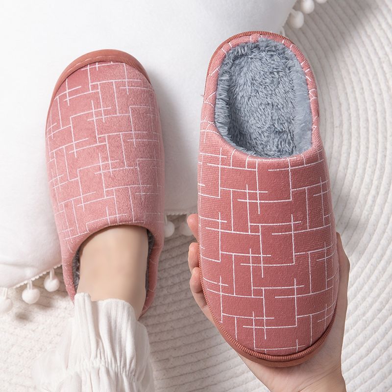 棉拖鞋女冬季新款加绒保暖学生宿舍居家用防滑厚底情侣毛毛拖鞋男