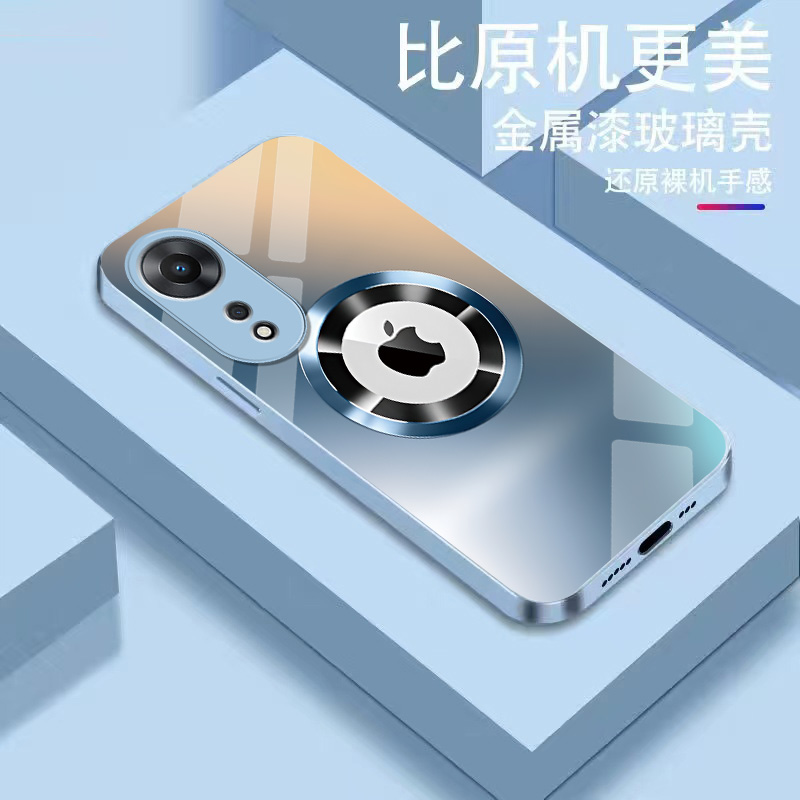 OPPOA1活力版手机壳PHJ110创意全包玻璃壳金属漆网红高级感潮牌