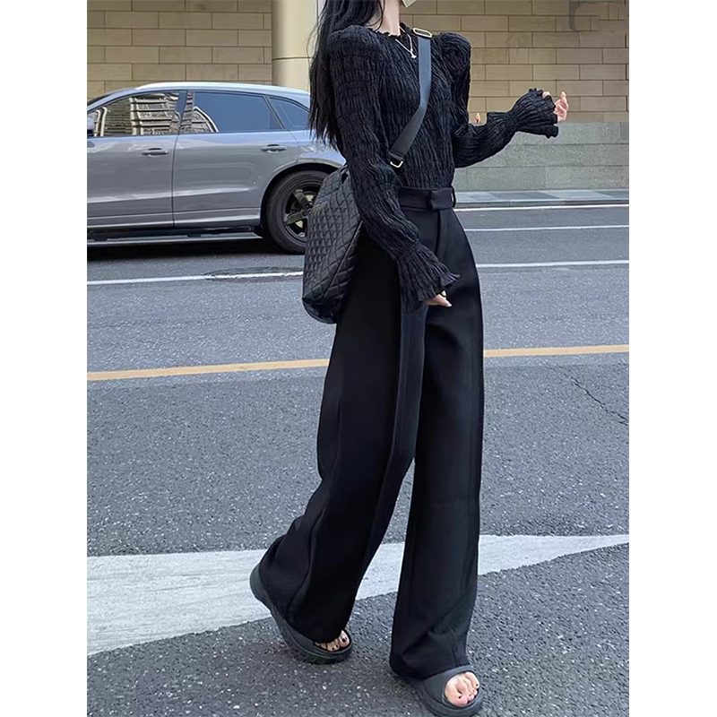 时尚早秋季气质小众高级感显瘦长袖衬衫女款上衣高腰宽松西装裤