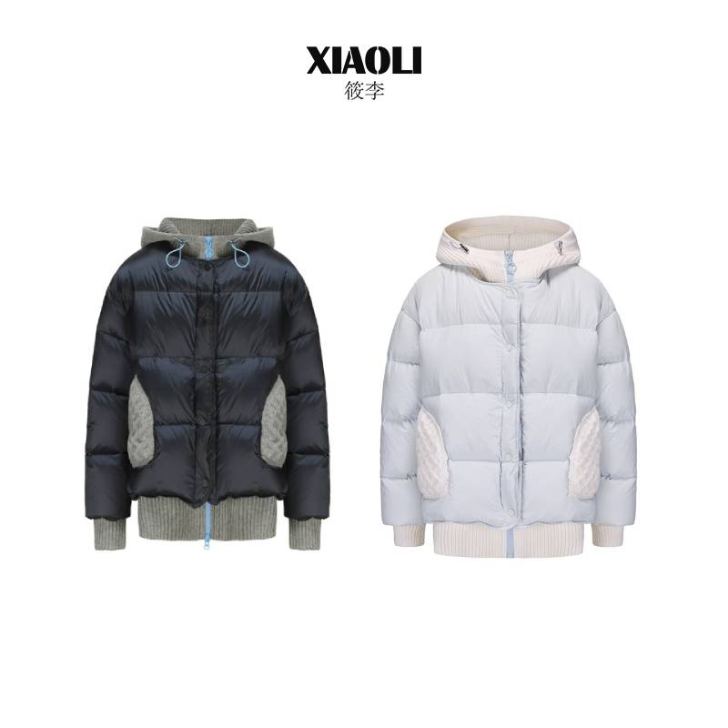 XIAOLI筱李 设计师品牌毛织拼接连帽外套