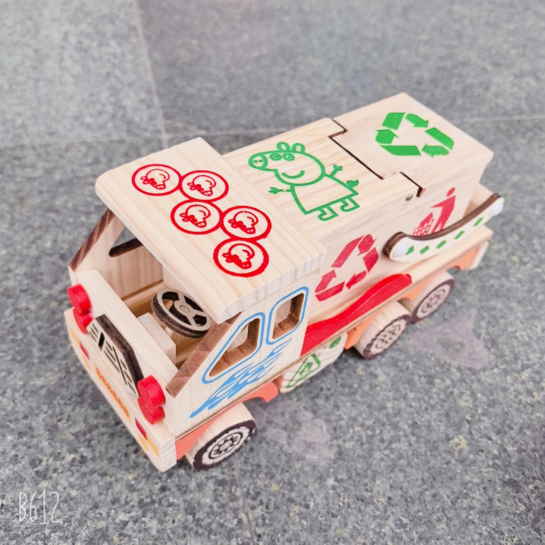 创意礼品木制环卫车玩具