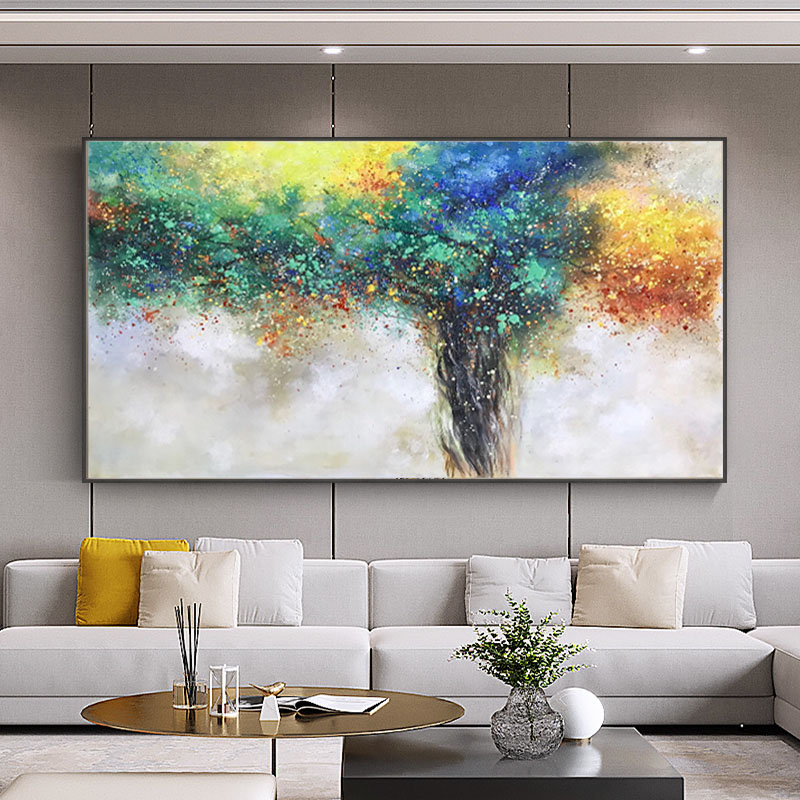 纯手绘油画生命之树现代抽象客厅装饰画北欧沙发背景墙挂画发财树