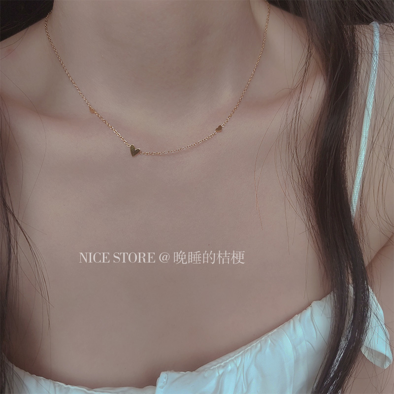 合金项链合金项链合金项链晚睡的｜三颗钛钢项链轻奢颈链女生
