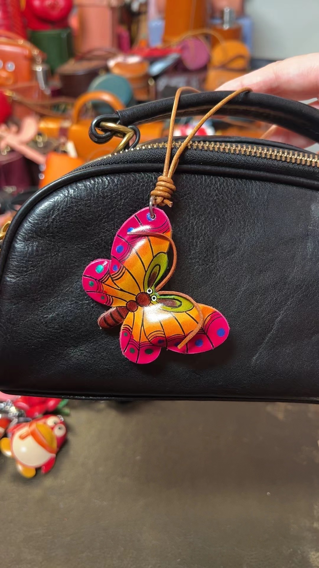 真皮蝴蝶包包挂件