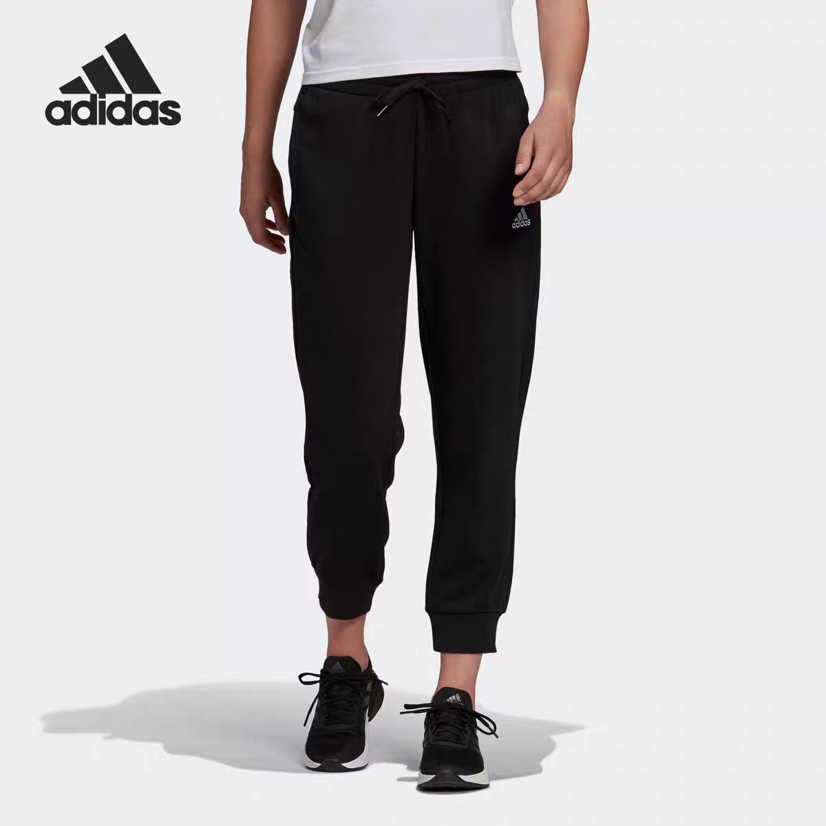 Adidas阿迪达斯女裤舒适潮流时尚训练跑步运动裤休闲九分裤GM5541