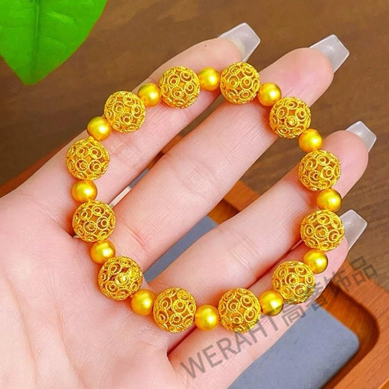 铜合金手链 传承花丝玲珑镂空圆珠手链女花朵圆珠DIY