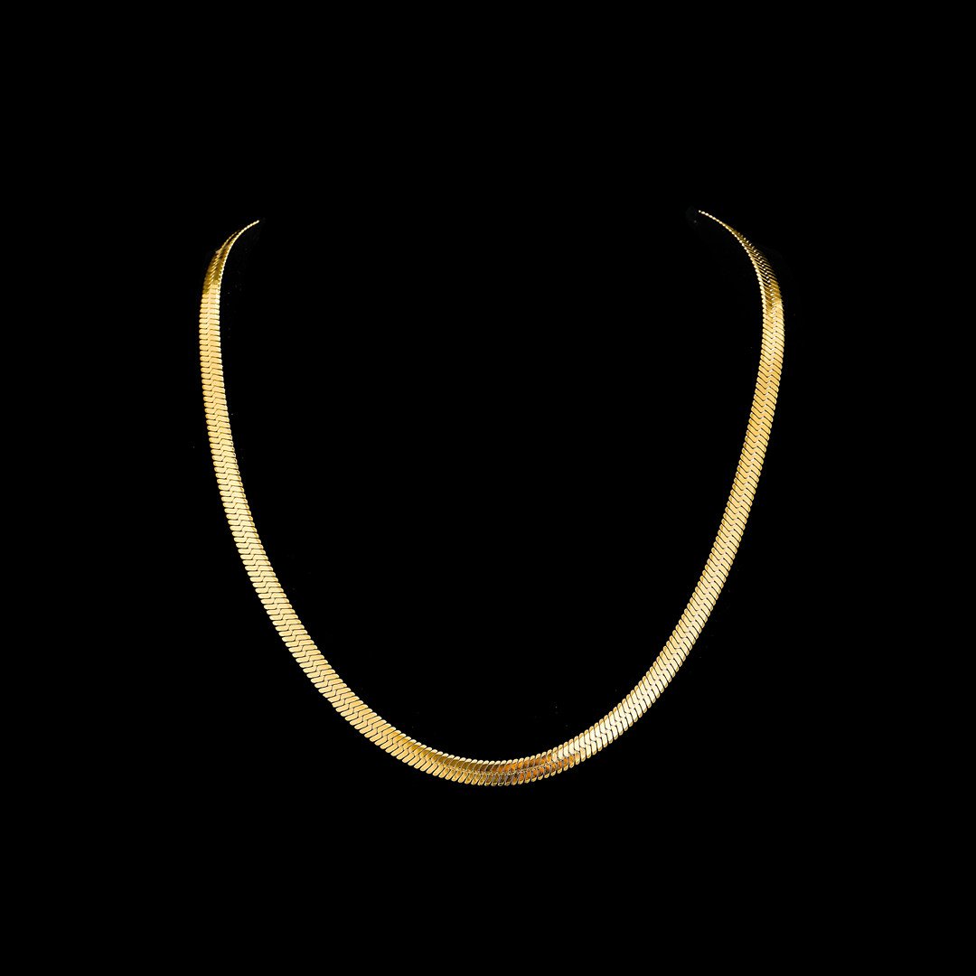 狮琅 钛钢项链 【精选】欧美风潮流百搭扁蛇骨链金色不掉色时尚6mm