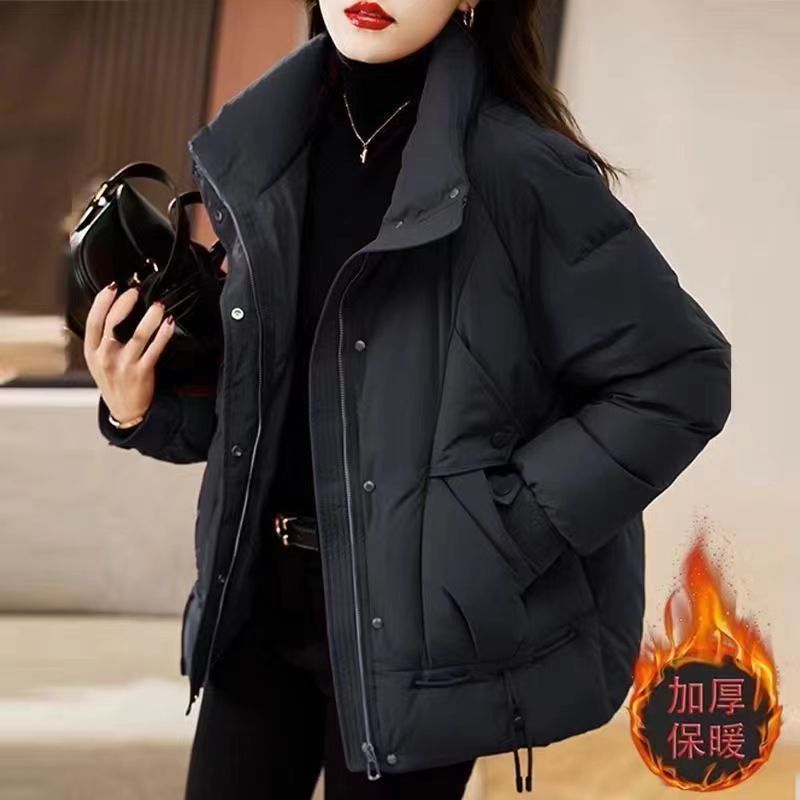 今年流行爆款红色棉服女款2023年最新款冬季加厚设计感棉衣外套女