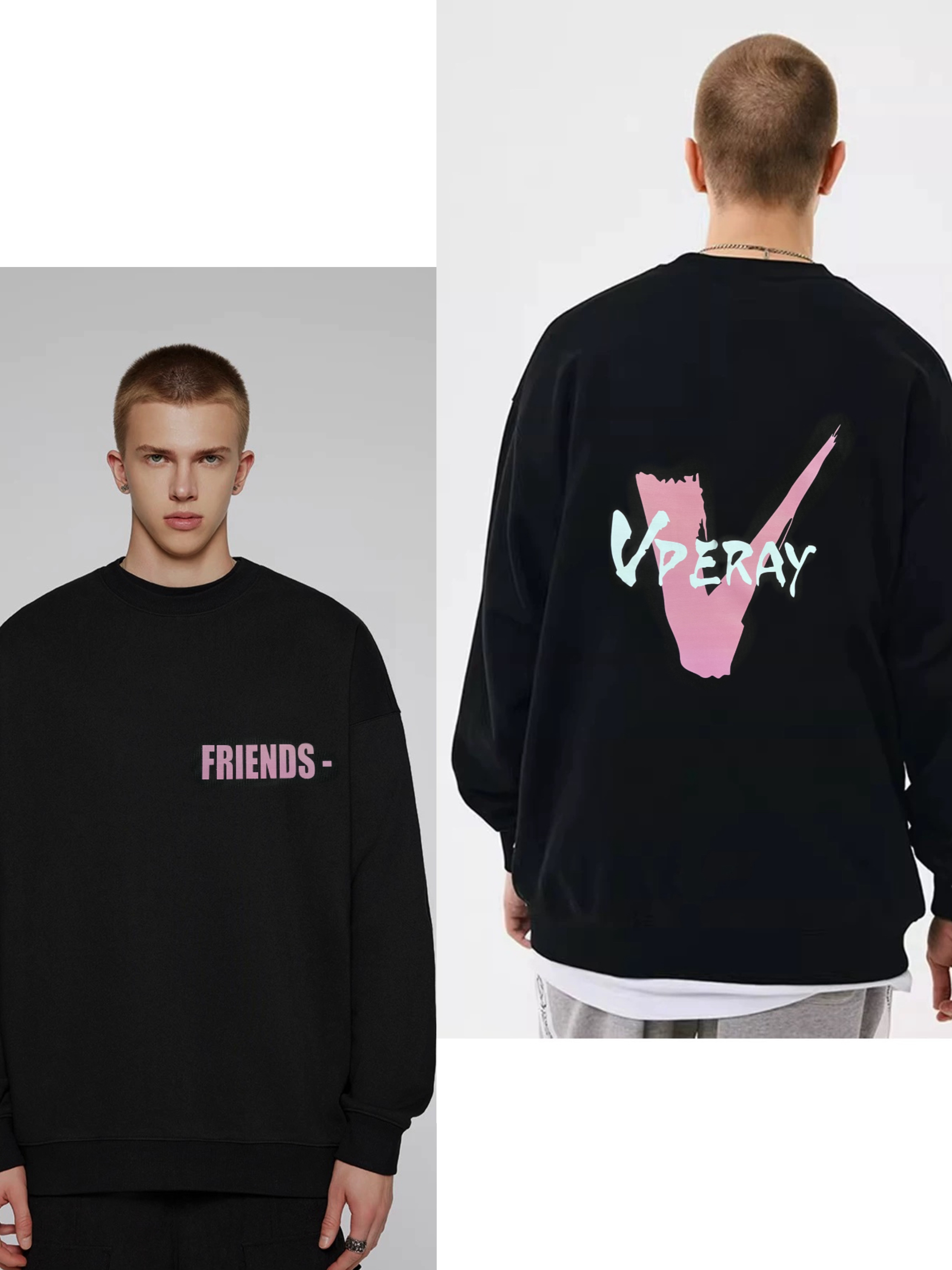 黑色系180斤-250斤纯棉大码圆领卫衣秋冬潮流套头休闲宽松卫衣