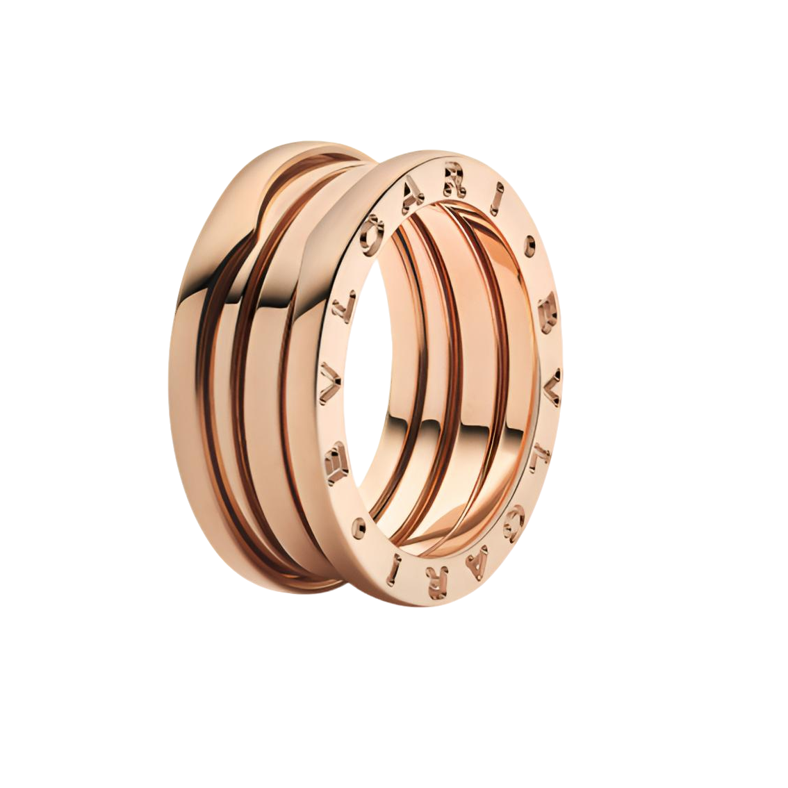 99新 BVLGARI/宝格丽 宝格丽三环18K玫瑰金素圈宝格丽戒指