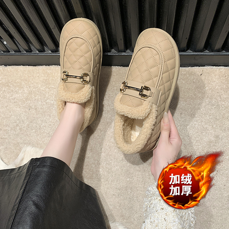 回力瑞踩屎感加绒孕妇棉鞋女外穿防滑一脚蹬休闲软底豆豆鞋冬季