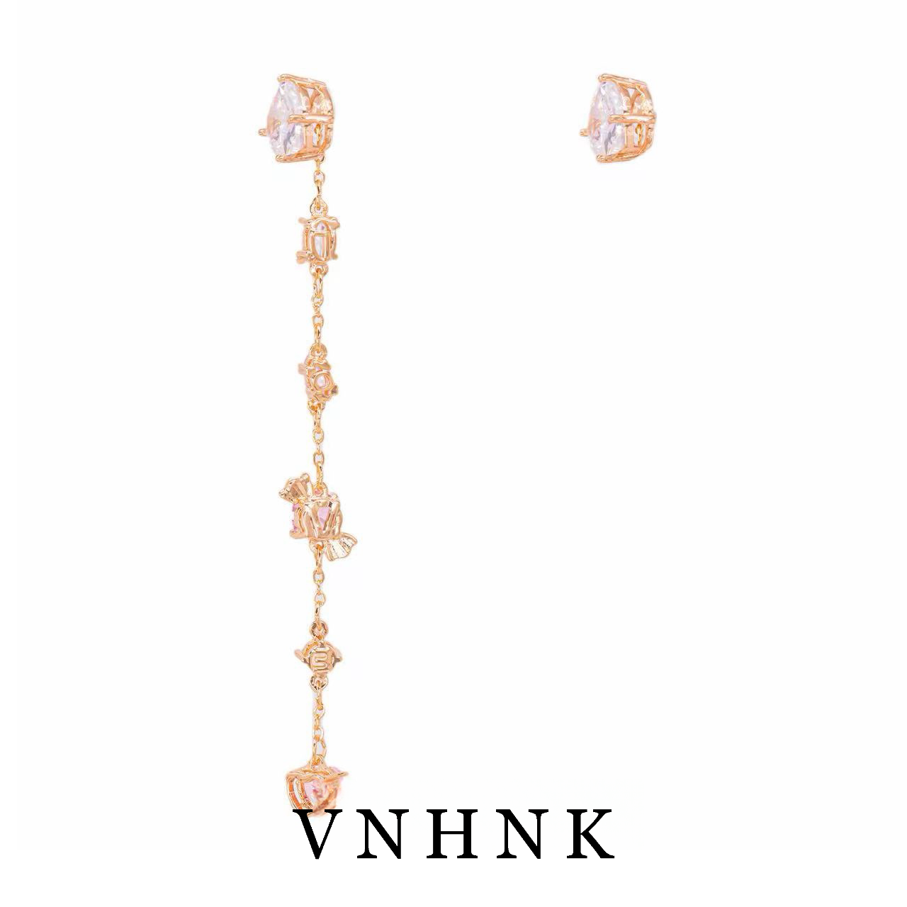 铜合金合成锆石耳饰 美可儿  B261   玫瑰色小众百搭耳环