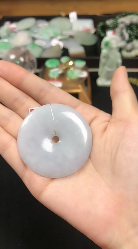 【闪购商品】翡翠吊坠(不含链)未镶嵌平安里 直径50mm 微瑕