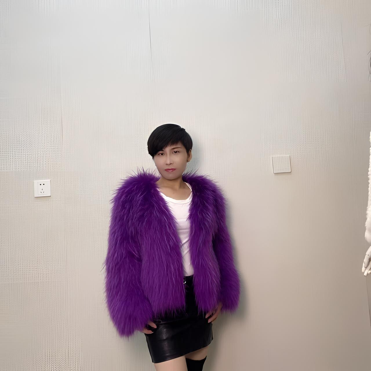 秋冬季貉子毛前七后六双面编织30-40岁高档女外套时尚百搭