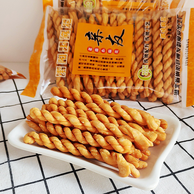 老面麻花传统手工制作崇阳小麻花亲友老面小麻花传统工艺咸味麻花