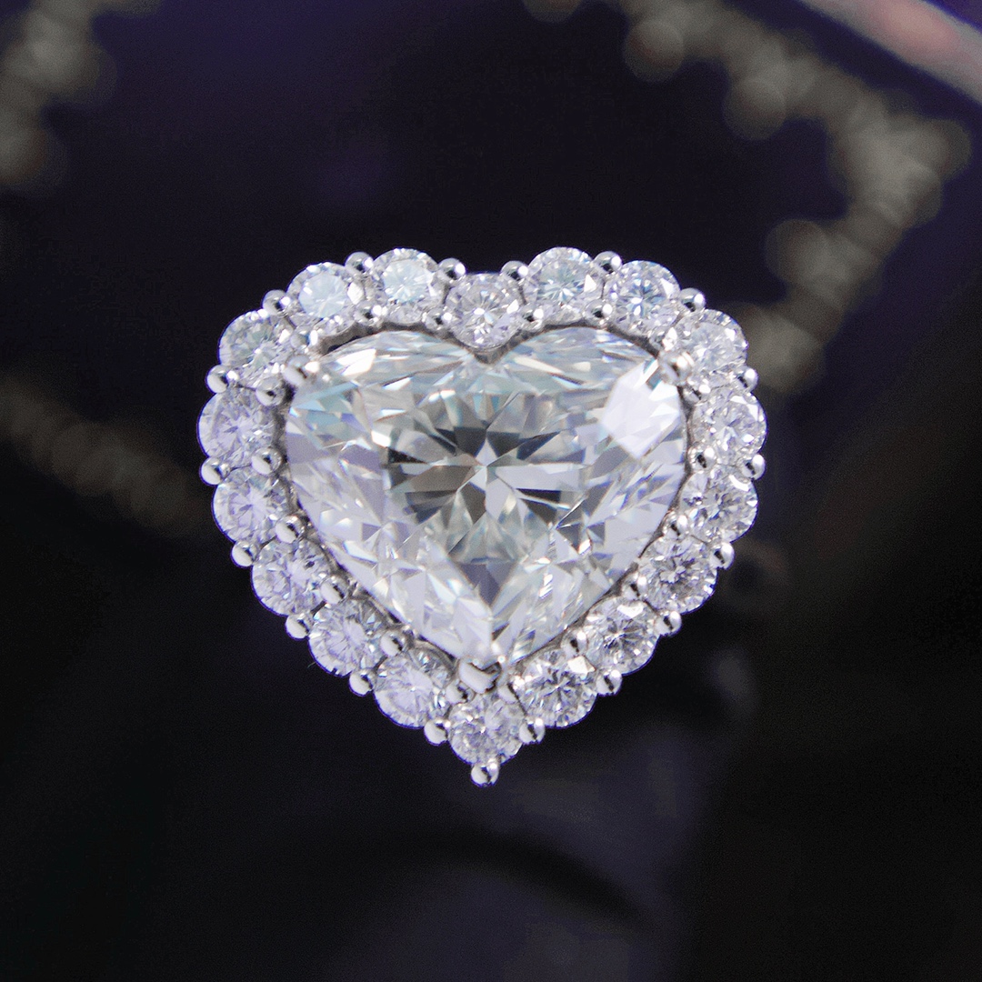 5克拉钻戒天然钻石戒指女心形豪华群镶18K金真钻戒求婚戒指80498