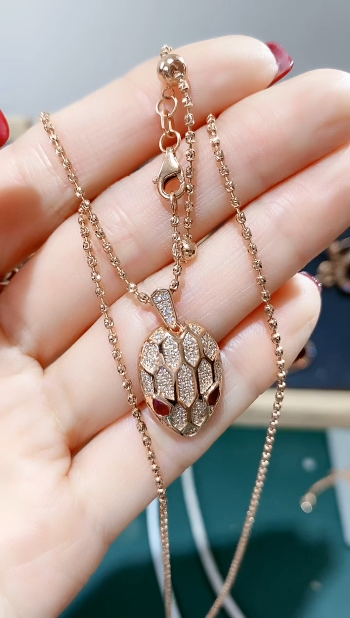 【闪购商品】钻石颈饰18K金镶嵌18K金钻石蛇蛇套链