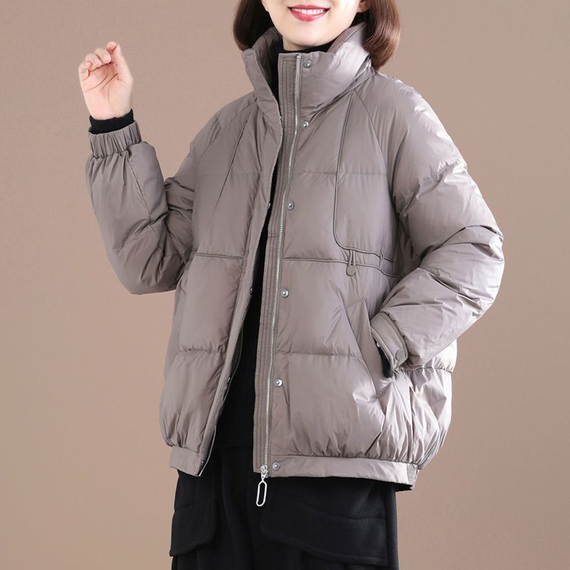波司登文艺百搭轻盈白鸭绒羽绒服女2022新保暖宽松休闲短外套立领