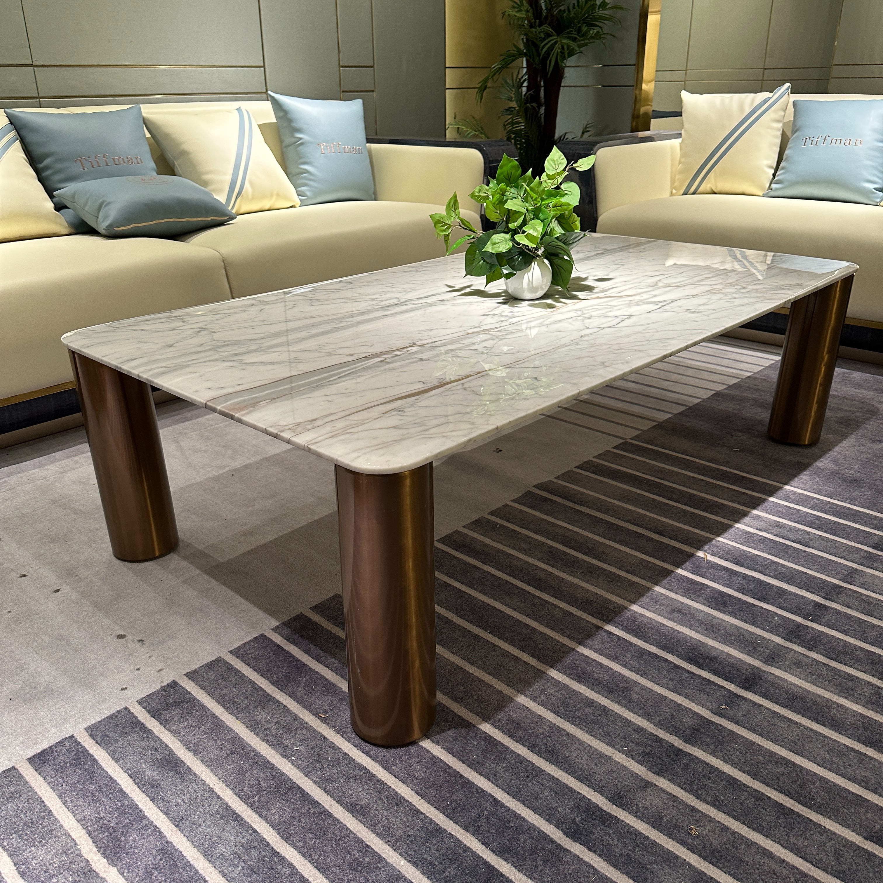 意式轻奢客厅简约茶几客厅长方形茶桌奢石茶桌后现代岩板古铜茶几