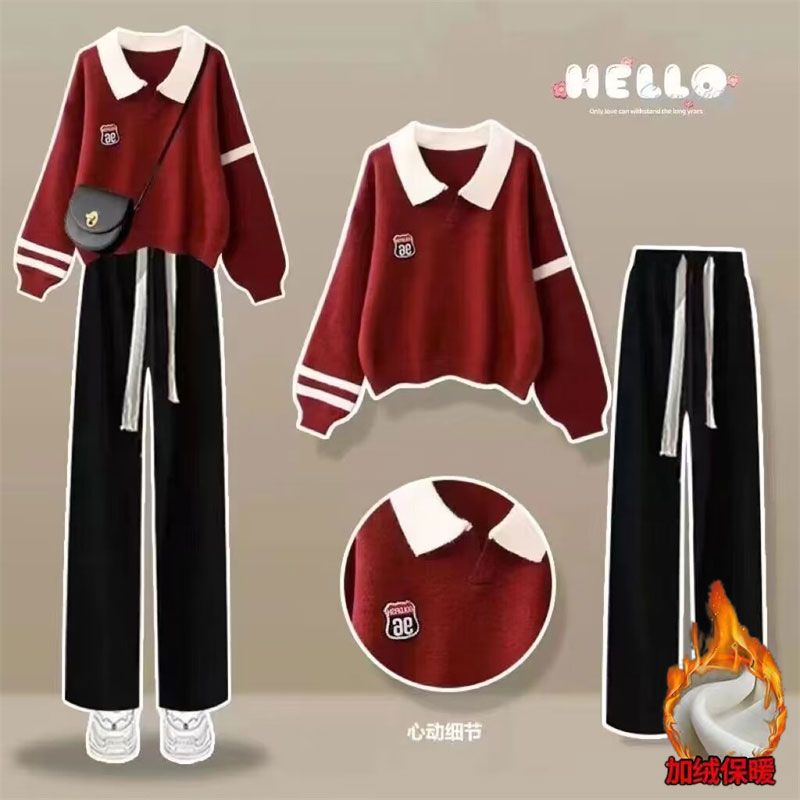 巴拉拉吧女童秋冬新款polo领卫衣中大童加绒洋气长袖时髦宽松休闲