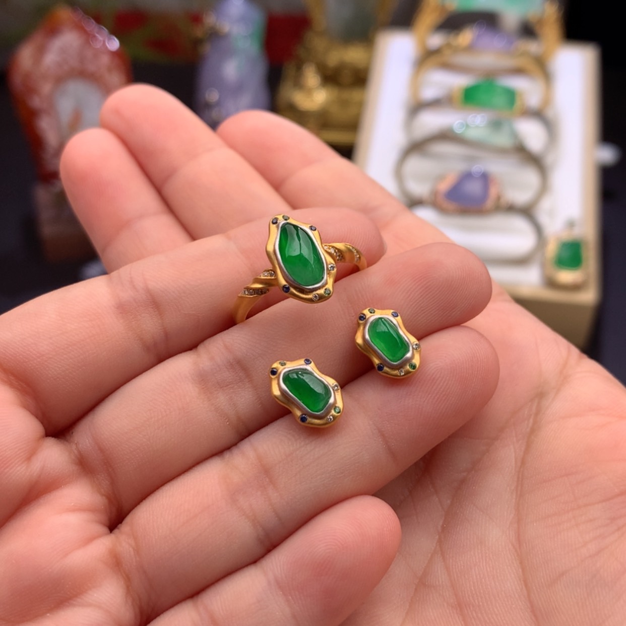 【闪购商品】翡翠套装18K金镶嵌