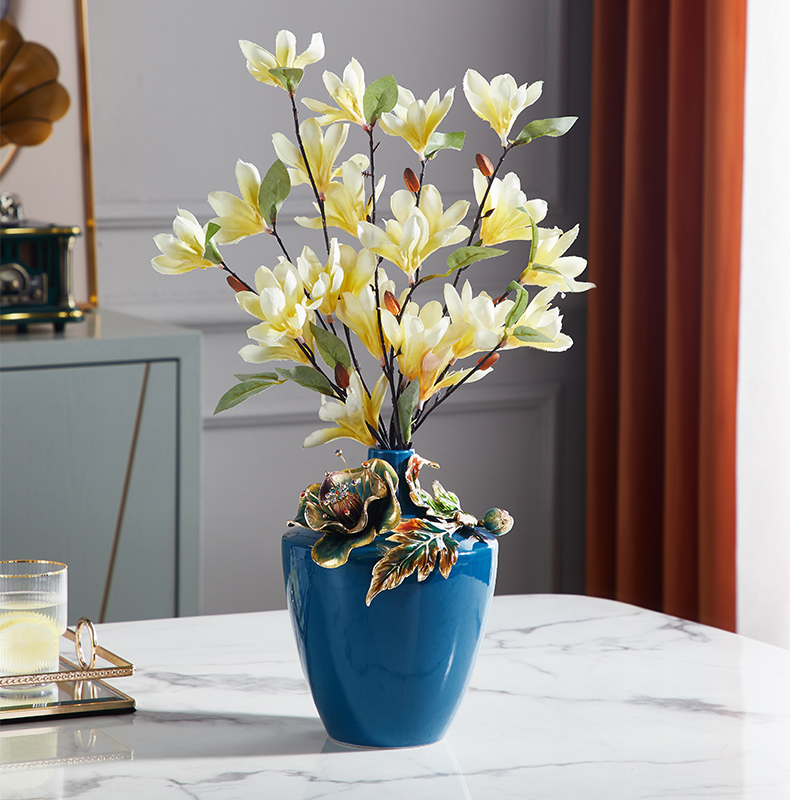 轻奢珐琅彩陶瓷花瓶摆件家用客厅桌面干花插花摆设创意个性装饰品