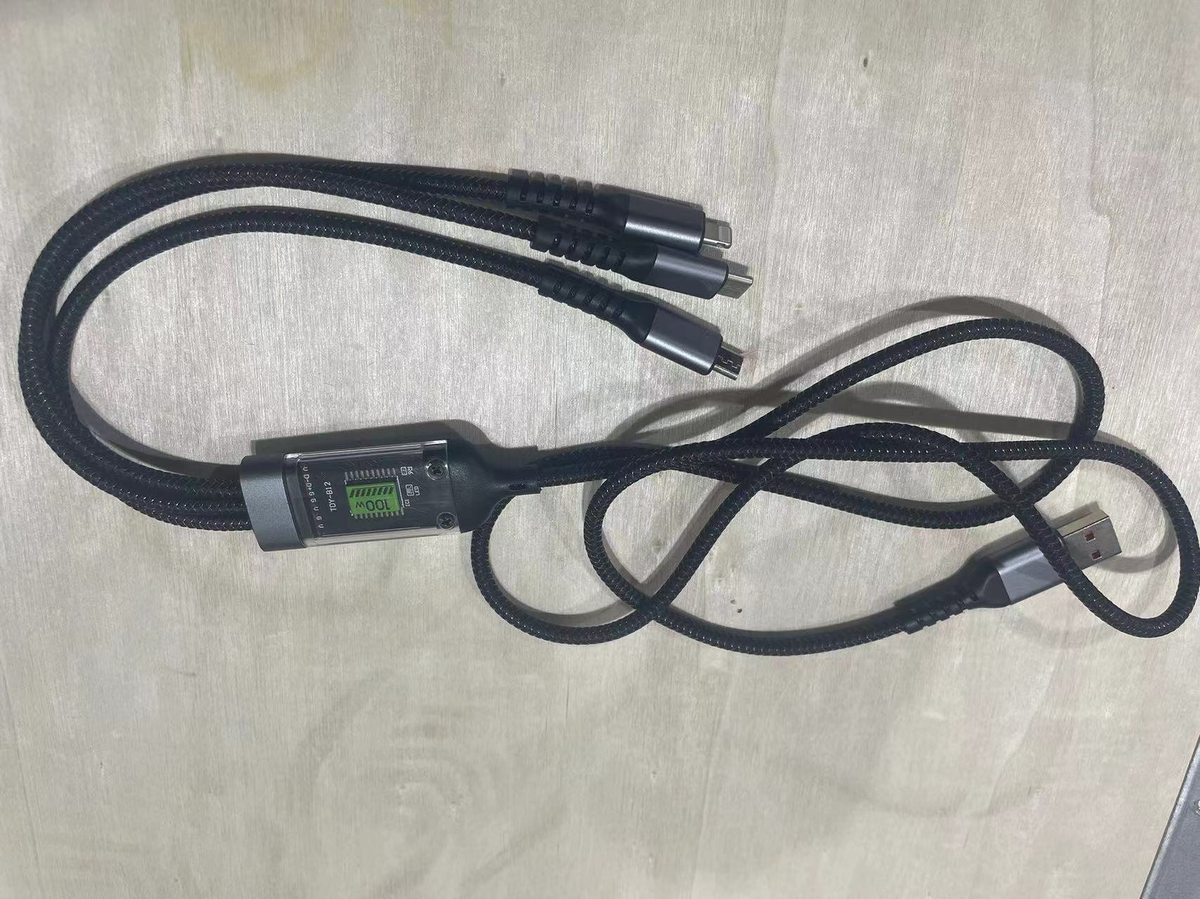 100W三合一数据线一拖三充电适用苹果华为OPPO安卓