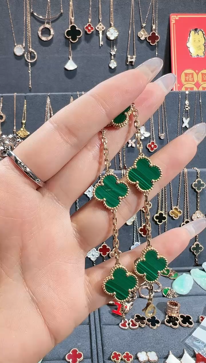 【闪购商品】孔雀石手链18K金镶嵌手链