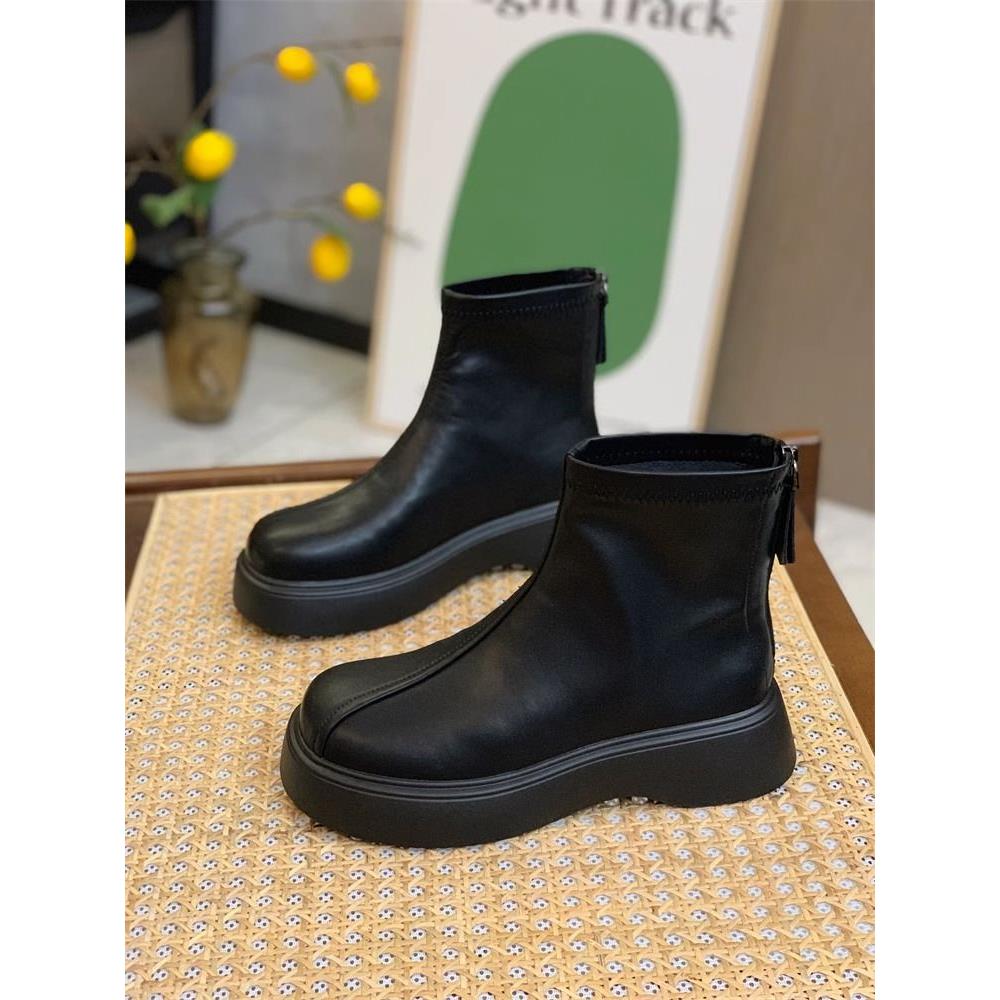 回力瑞炸街马丁靴女小个子短靴2023秋冬瘦瘦靴厚底增高切尔西靴弹