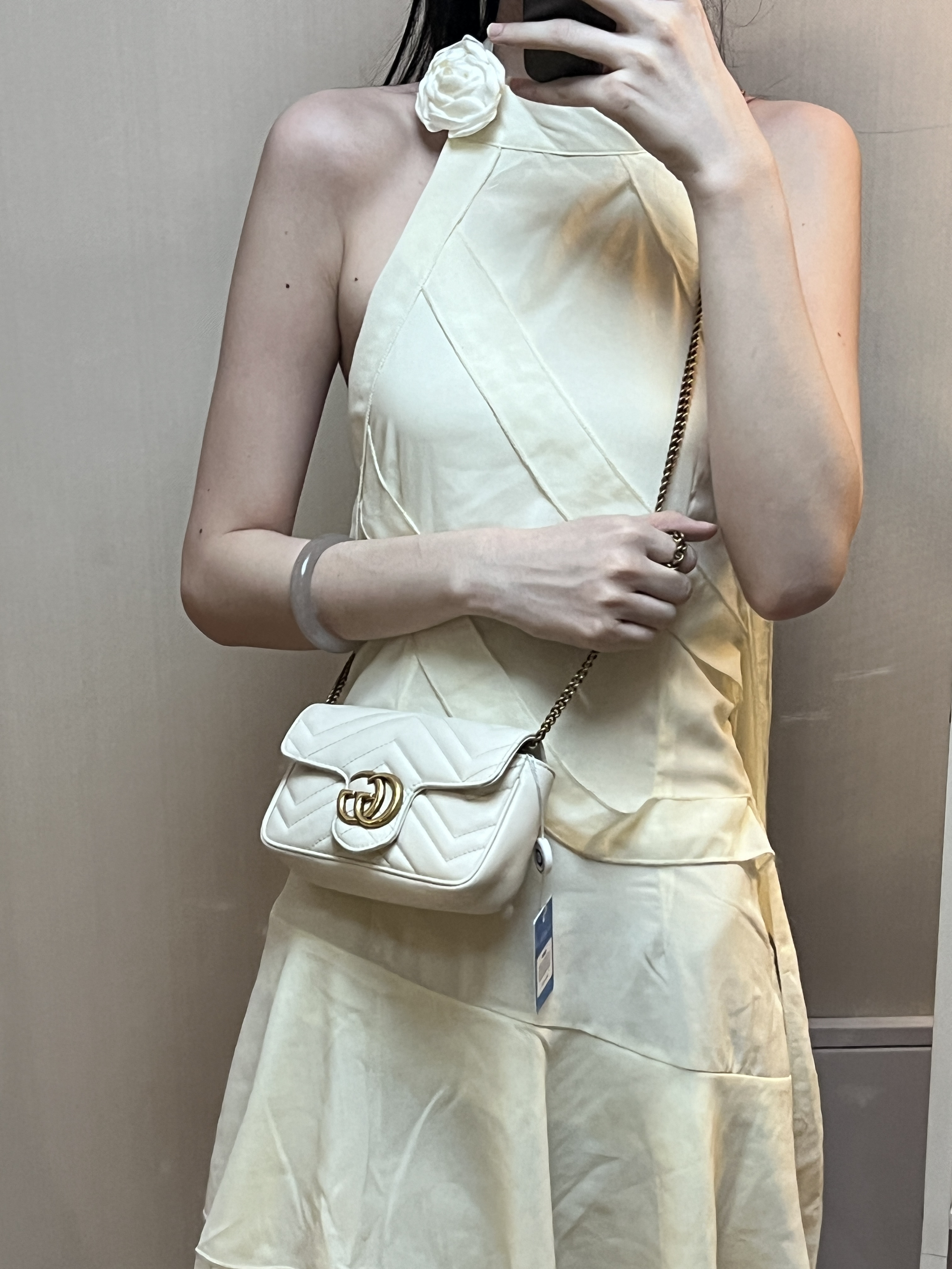 95新 GUCCI/古驰 白色马蒙斜挎包xw