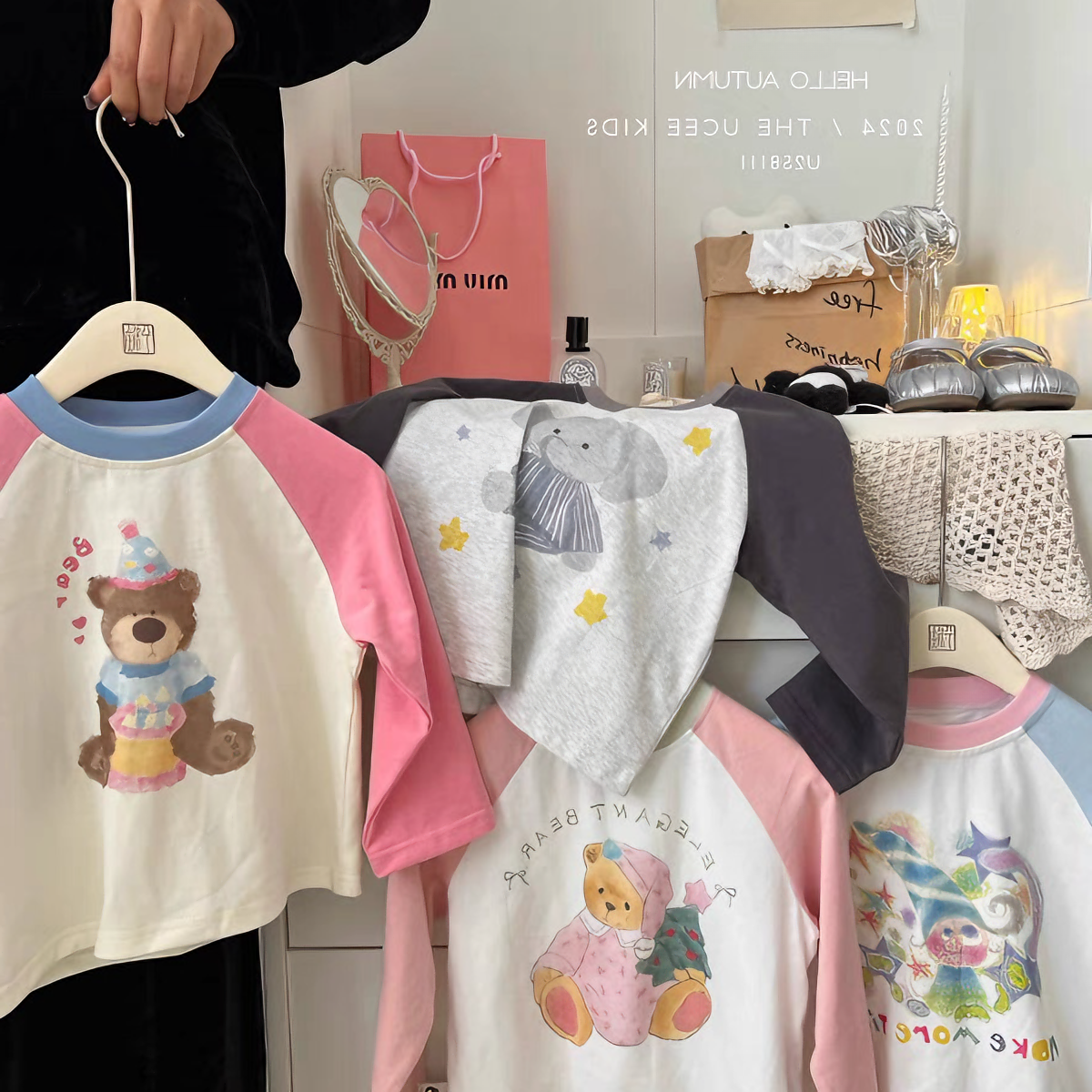 四色T恤春秋女童长袖洋气上衣女宝T圆领韩版儿童休闲百搭洋气秋季