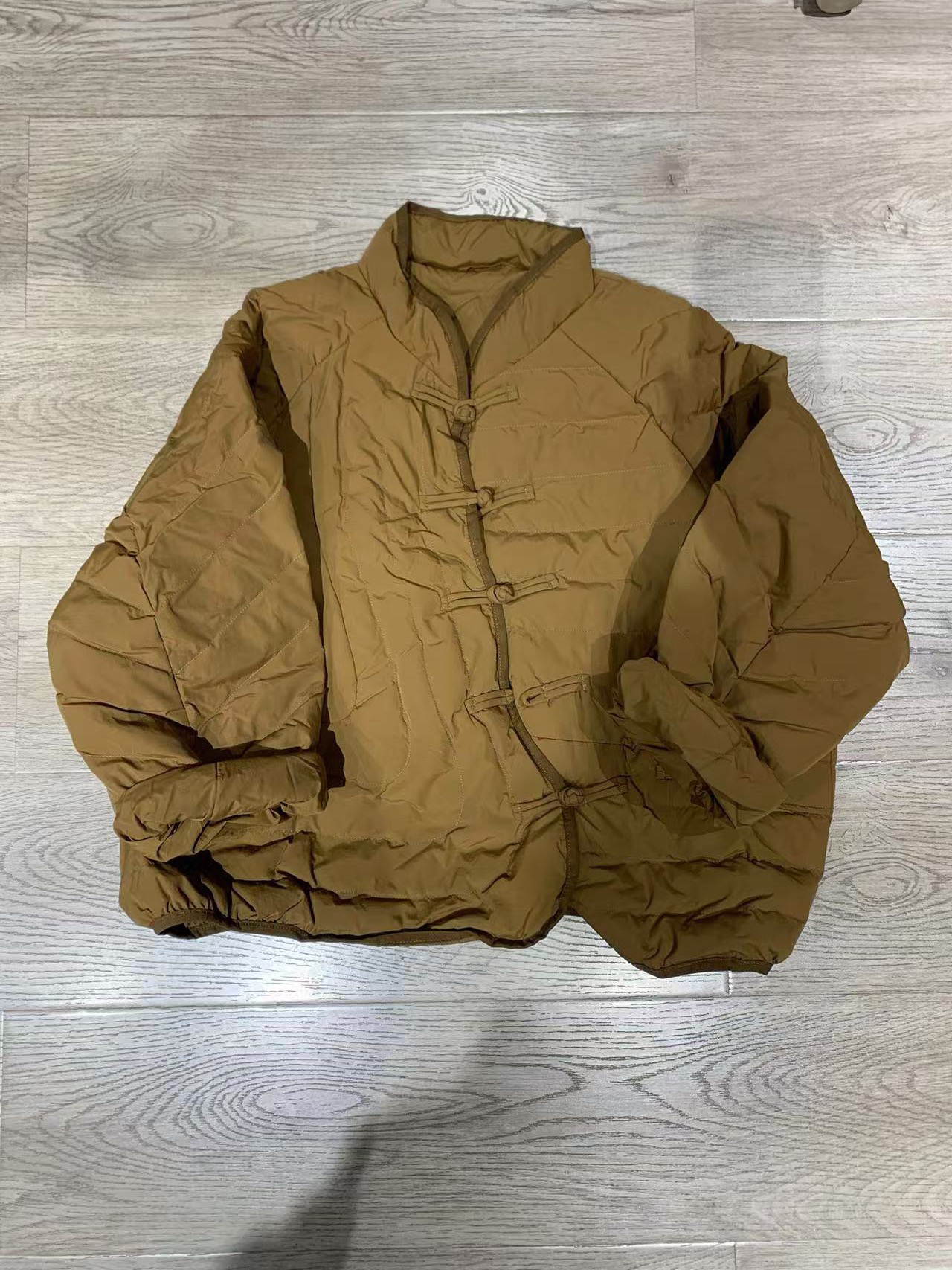 短款百搭姜黄色盘扣棉衣