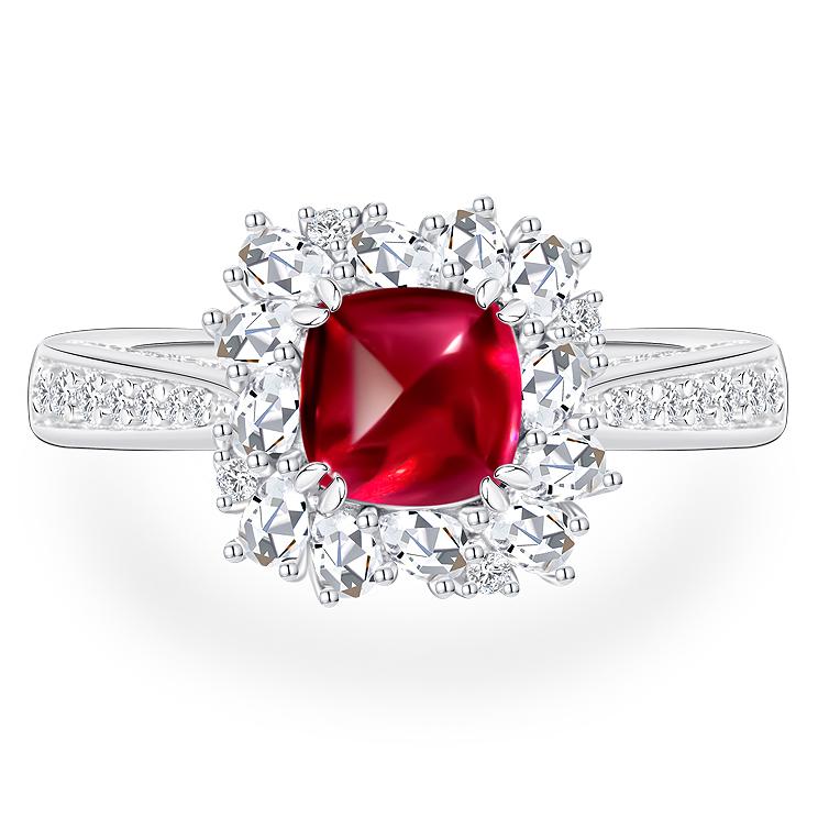 培育红宝石R3061【落霞】镶嵌糖塔鸽血红色糖塔时尚精致戒指4-11#