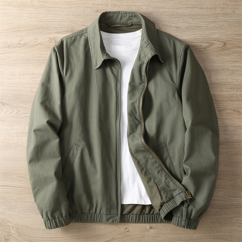 阿美咔叽复古做旧青年翻领双层夹克外套男 秋冬户外工装水洗上衣